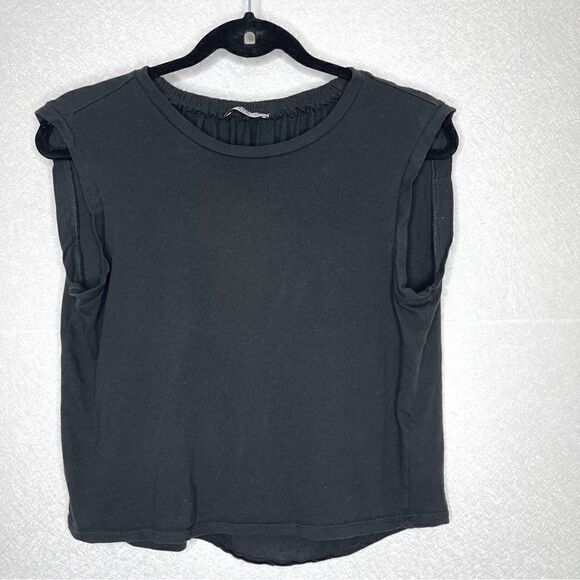 Zara Cropped Muscle Tee Black S - Picture 1 of 3